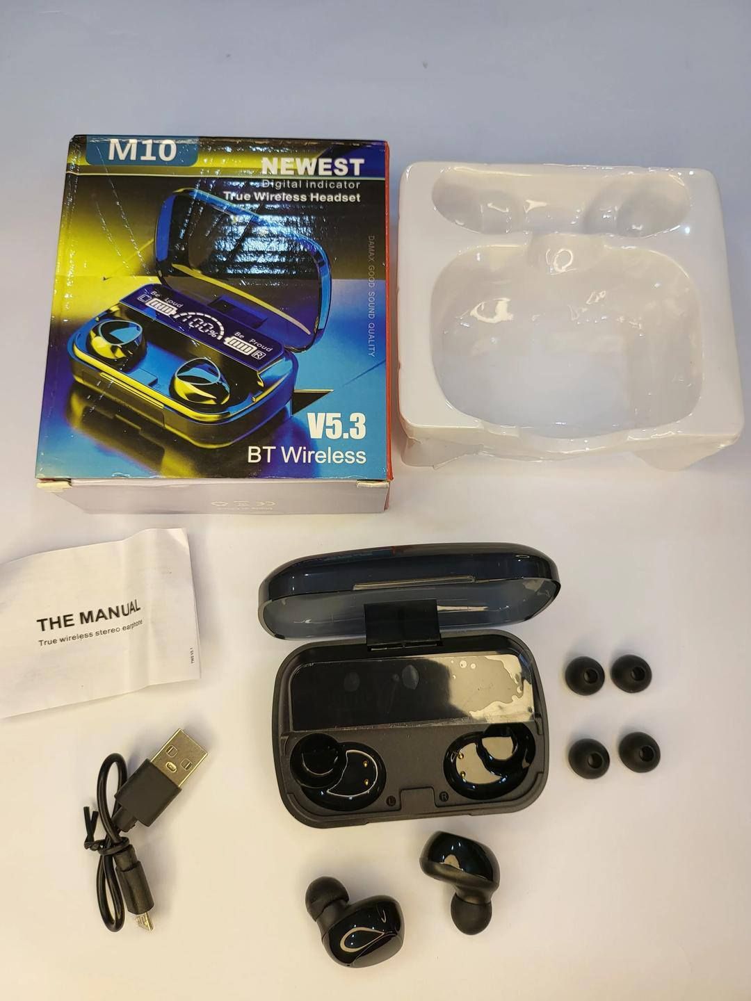 M10 TWS Wireless Earbuds β HD Sound | Power Bank Charging Case | LED Display